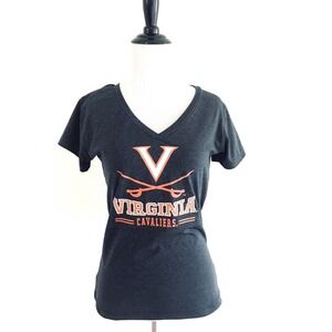 Virginia Cavaliers | Football Tee Branded Womens SM Gray V-Neck Sportswear Top